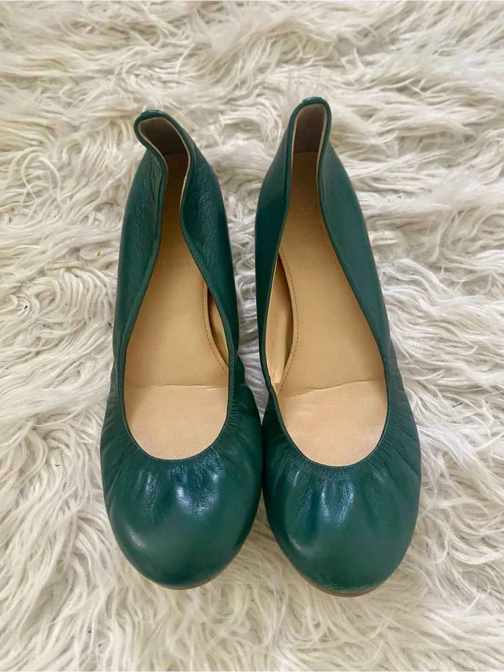 J. Crew Women's Cece Ballet Flat Shoe Size 7 Green Leather Slip On